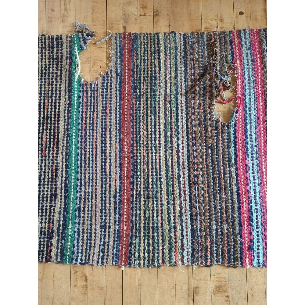 Antique Imported Swedish Hand Made Rag Rug Runner (32